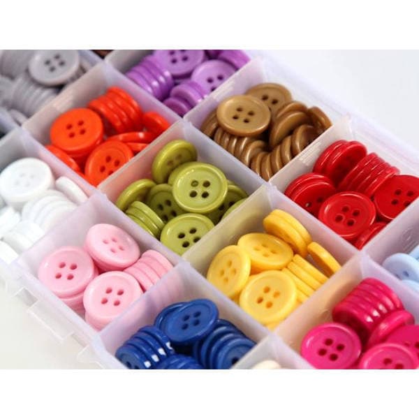 Knapper - 300 stk. - Tøjknapper - 4-huls knapper - Assorterede farver - 15mm