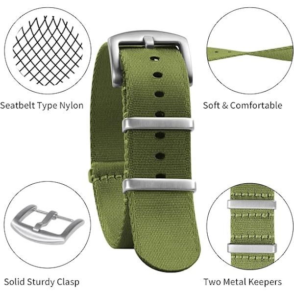 Klockarmband i nylon - Mjukt klockarmband för män och kvinnor - Ersättning för segelduksarmband för smartklocka med spänne 20 mm