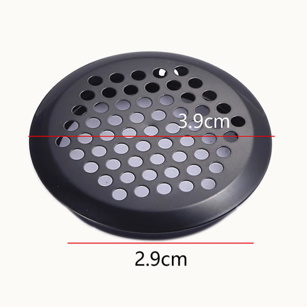 5 stk rustfritt stål ventilasjonsgitter, svart rundt mesh Soffit ventilasjon for kjøkken, bad, skap