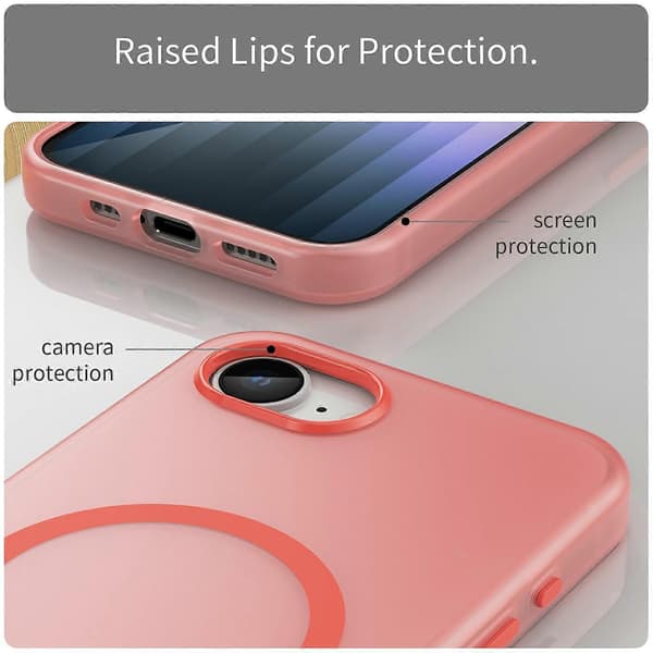 Cover til iPhone 16e TPU+PC Telefon Bagside Mat Gennemsigtigt Design - Rød