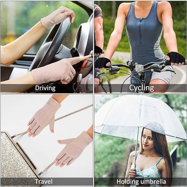 Anti-UV Driving Ohuet sormettomat aurinkohanskat, naisten kesän ulkopyöräilykalastusgolf-erikoistarjoukset (2 paria)