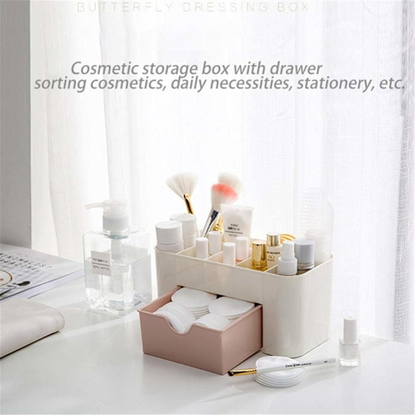 Makeup-arrangør, kosmetikarrangør/boks til badeværelset, arrangørbokse, makeupbørstearrangør, pladsbesparende makeup-opbevaringsboks