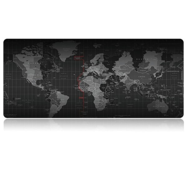 Musematte Stor - Gaming - 70x30cm - Verdenskart Svart