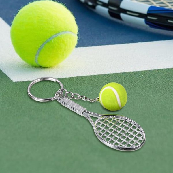 2 st Tennisracket Nyckelring, Sport Nyckelring Tennisboll Nyckelring, Mini Metall Kreativ Tennisboll Nyckelring Sport Nyckelring