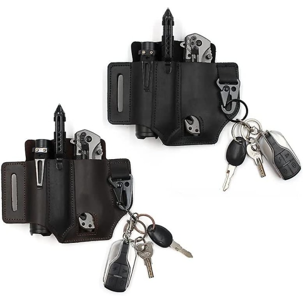 Multifunktionsbæltehylster, Mænds Læder Edc Lommeorganizer, Leatherman Hylster Med Penholder, Nøgleholder, Lommelygtehylster, Læder Edc Pung (br