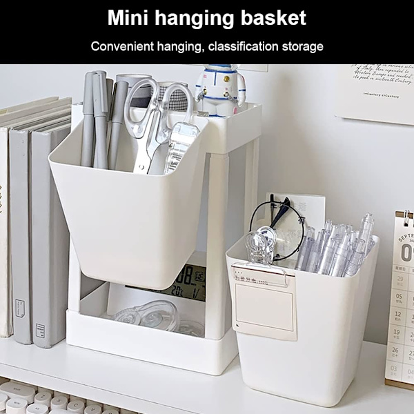Hängande förvaringskorg Hängande behållare Plast Bärbar Vit Hängande korgar Hållbara hängande behållare med krokar för serveringsvagn Kök