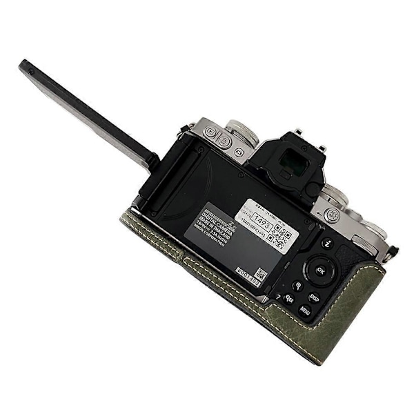 Til Nikon Z Fc Buffalo Tekstur PU Læder Bund Etui Halv Krop Kamera Dækning med Batteriåbning Green