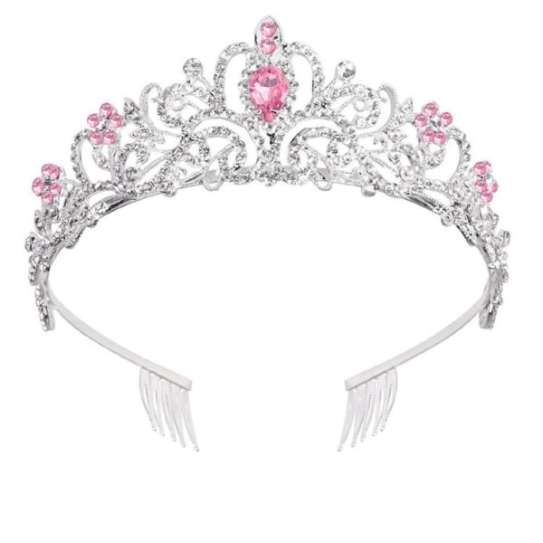 Kristalliriipus Kruunu Kampaus Kruunu Tiara White&pink