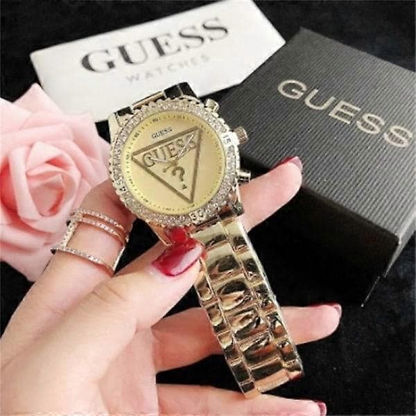 Guess Rustfrit Stål Rhinestone Ur Afslappet Quartz Ur Elegant Tilbehør Gave til Kæreste Mor Kone 1