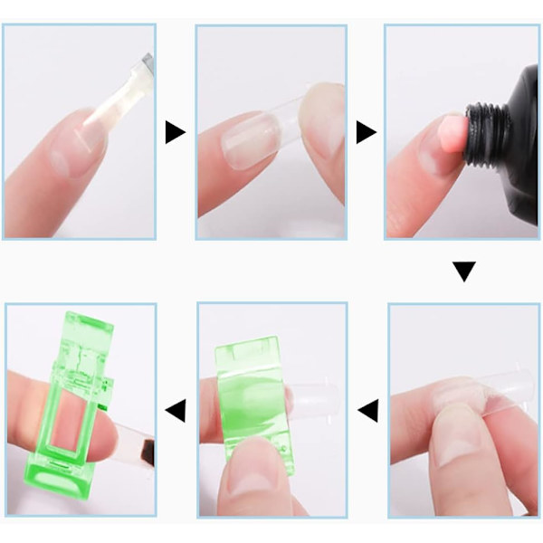 5 st Polygel nagelklämmor, nagelspetsklämma för snabbbyggande gel, transparenta nagelklämmor, nagelkonstverktygsklämma