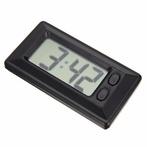 Ultra-thin Electronic Clock with Adhesive Pad LCD Digital Date and Time Calendar Display for Car Dashboard Home Desk Office 1pc