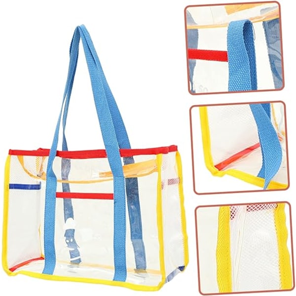 Håndtaske Plastik Tote Taske Skuldertaske til Rejse Tote Taske Strand Stor Strand Tote Strandtaske Lille Plastik Strandtaske Sommer Single Blue