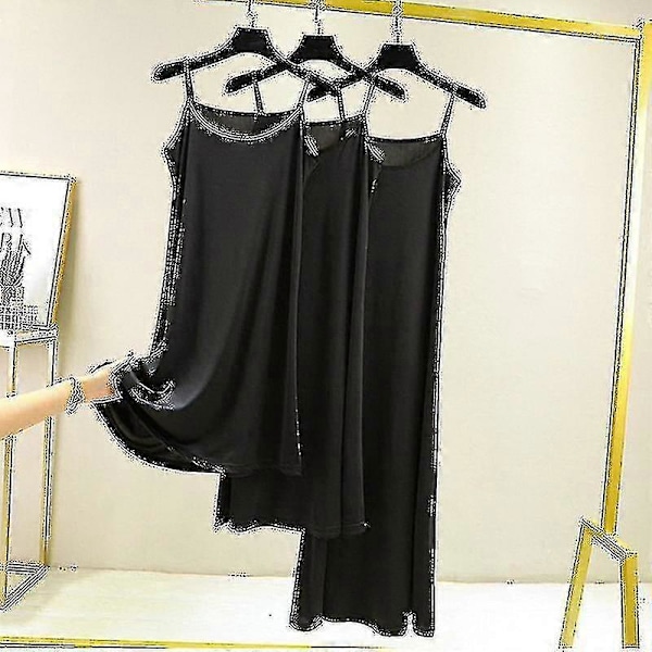 Sømløse Underkjoler Dame Størrelse Ermeløs Ice Silk Underkjole Underskjørt S _h Black-82cm L Weight(55-65kg)
