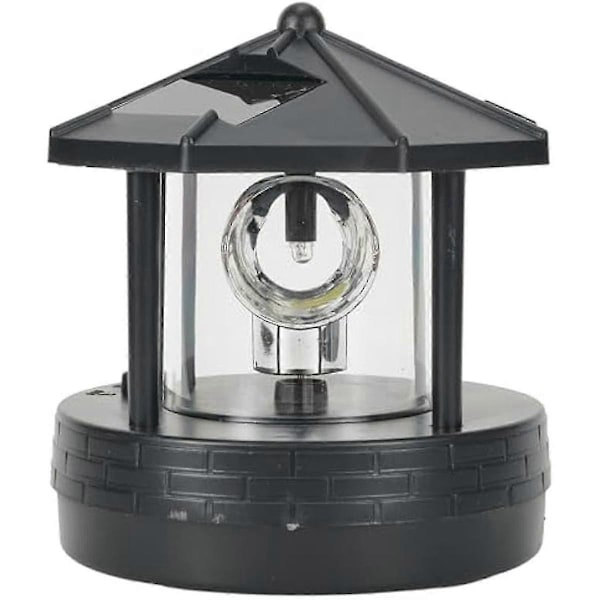 LED Soldriven Fyr, 360 Graders Roterande Lampa LED Solfyr Landskap Stigbelysning Ga