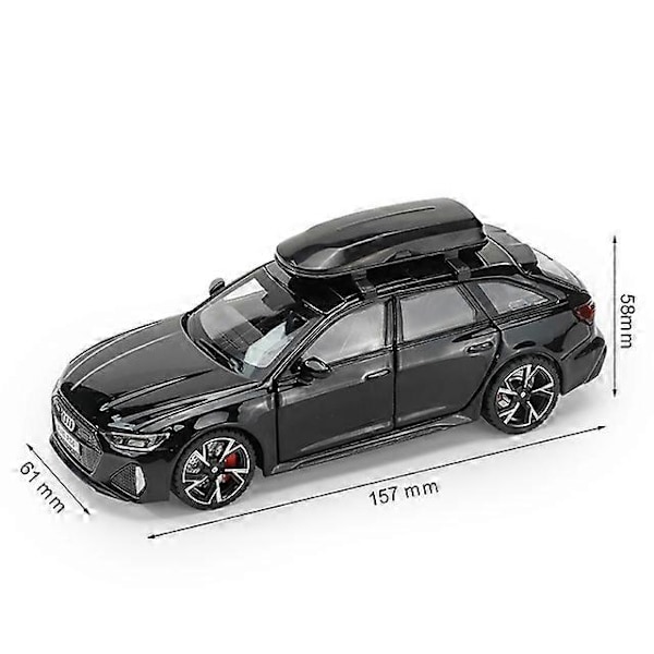 1/32 RS6 Leksaksbilmodell med Ljud Ljus Dörrar Öppnade Legering Diecast Modellfordon Samling Leksak för Pojke Vuxen Festivalpresent Black
