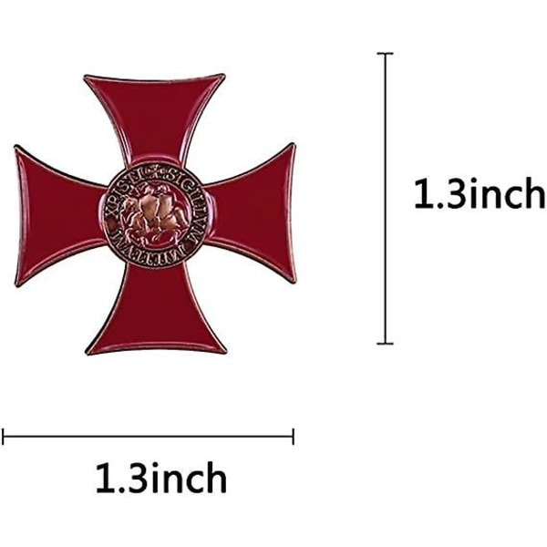 Sigillum Militum Røde Kors Badge Knights Templar Crusaders Solomons Temple Lapel Pin