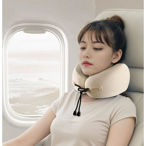 Memory Foam Nakkepude til Rejser – Ergonomisk og kompakt design, egnet til fly, biler og lange ture (grå) grey