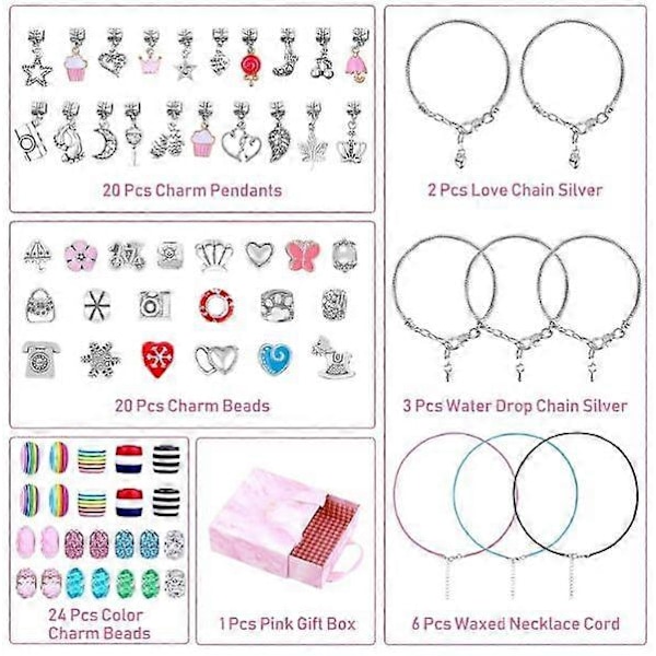 Present till flickor 5-13 år gammal barnleksak smycken barn flicka DIY berlocker armband kit smyckestillverkning flickleksak flickpresentidé 5 6 7 8 9 10 11 12 13 år
