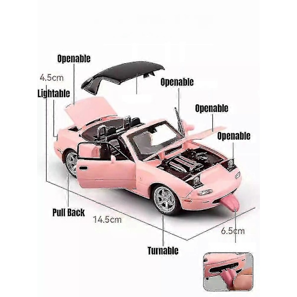 1/32 Mazda Mx-5 Miniature Diecast Mx5 Roadster Legetøjsbilmodel Lyd Lys Døre Åbnelige Samling Gave Til Børn Dreng Kid Boris Red