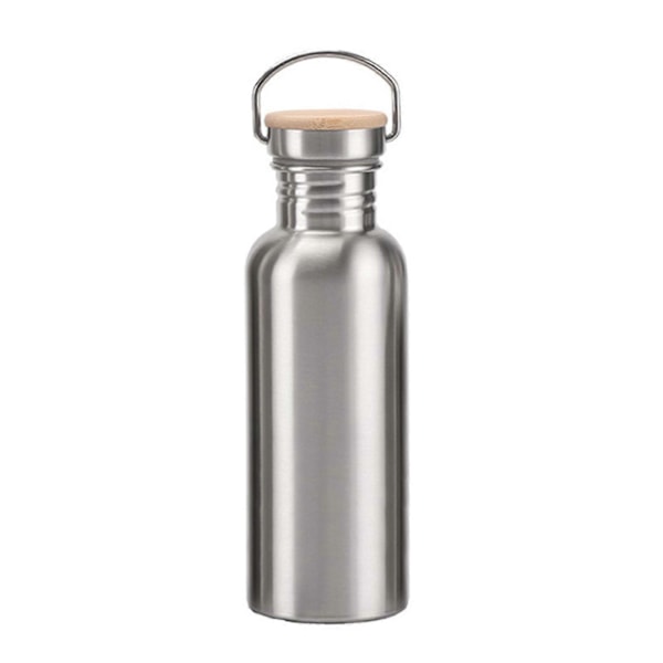 Vannflasker Gjenbrukbar Bred Munn Rustfritt Stål Sportsflaske for Voksne 750ml Bamboo cover