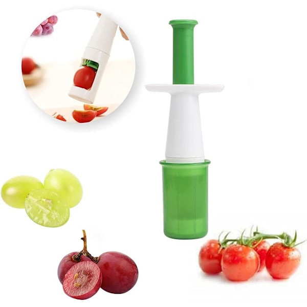 Jordgubbe, körsbär, druva, tomat skärare frukt och grönsaksskärare, enkel och bärbar kök frukt skärande salladsverktyg