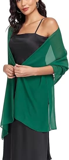 Sjaler og omslag Blødt Chiffon Tørklæde til Aftenkjoler Bryllupsstola green