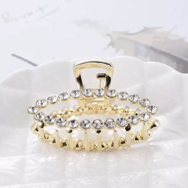 Hårklemme med rhinsten og perler hjerte diamant guld one size Heart diamonds