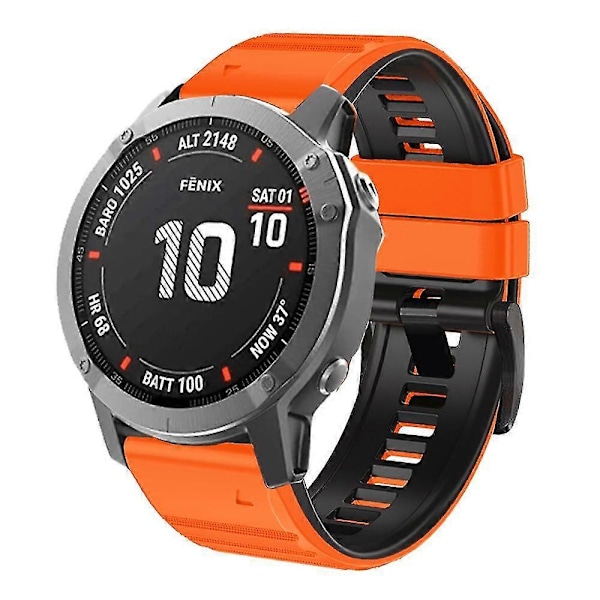 Horisontale striper silikon erstatningsklokkearmbånd for Garmin Tactix Delta/enduro Orange Black