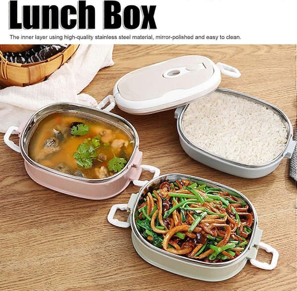 Termisk matboks, matboks i rustfritt stål, bærbar termisk matbeholder med rom Bento matboks (tre lag 2700 ml)