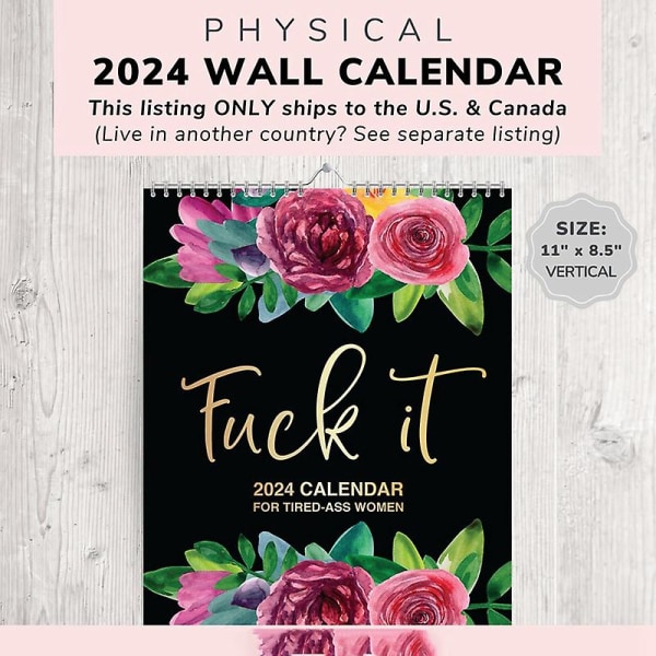 2024 Veggkalender, Funny Calendar 2024, Banningskalender, Fysisk Kalender, Hengende Kalender, Cuss Word Gift Enkel å bruke