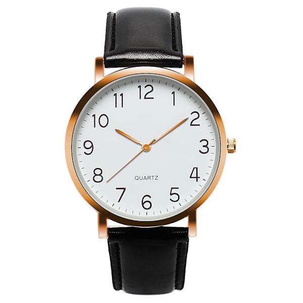 Unisex Forretningsmote Lær Kvarts Armbåndsur Rose Gold