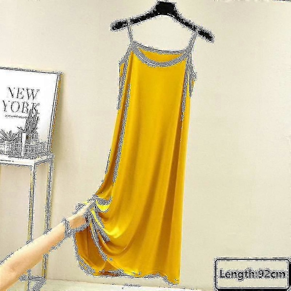 Saumattomat alushameet naisille, hihaton jääsilkkinen aluspaita alushame S _h Yellow-92cm XL Weight(65-80kg)
