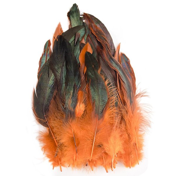 50 stk Naturlige Hanehale Fjer 13-18cm Hanefjer Sorte Fjer Til Karneval Halloween Julehåndværk Dekoration orange