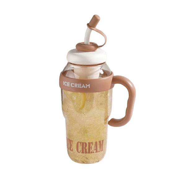 1300ML Vattenflaska med Handtag Lock Sugrör Läckagesäker Drickmugg BPA-Fri Värmebeständig Portabel 1300ML DarkBrown
