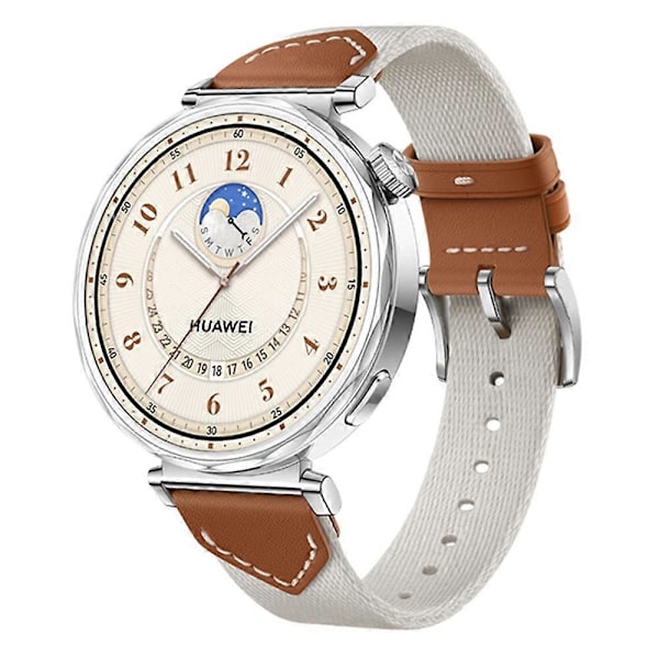 18MM Læder Nylon Rem Til Huawei Watch GT 5 Pro 42m GT 5 41mm GT 4 41mm GT 3 42mm Kvinder Komposit Multicolor White Brown