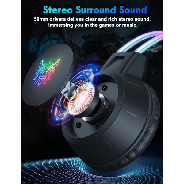 Lett Gaming Headset med Avtakbare Katteører, Gradient RGB-lys, Kablede Over-Ear Hodetelefoner for PC/PS4/PS5/XBOX/Switch, Virtu