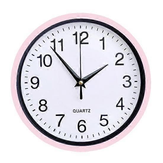 Hiljainen seinäkello ilman tikittävää ääntä, suuri numero, pyöreä kello vaaleanpunainen light pink