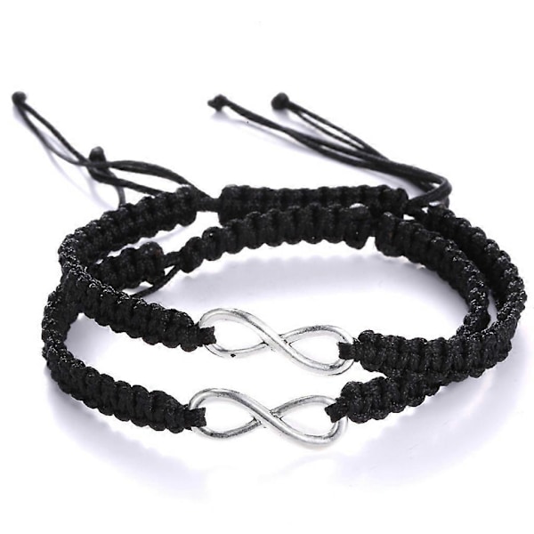 2x Figur 8 for Infinity Kærligheds Matchende Armbånd Justerbart Flettet Reb til Par