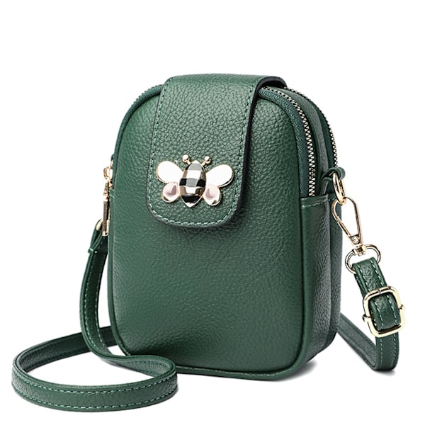 Dam Allround Crossbody-väska Mode Mobiltelefonväska Läder Crossbody-väska Gåva Green