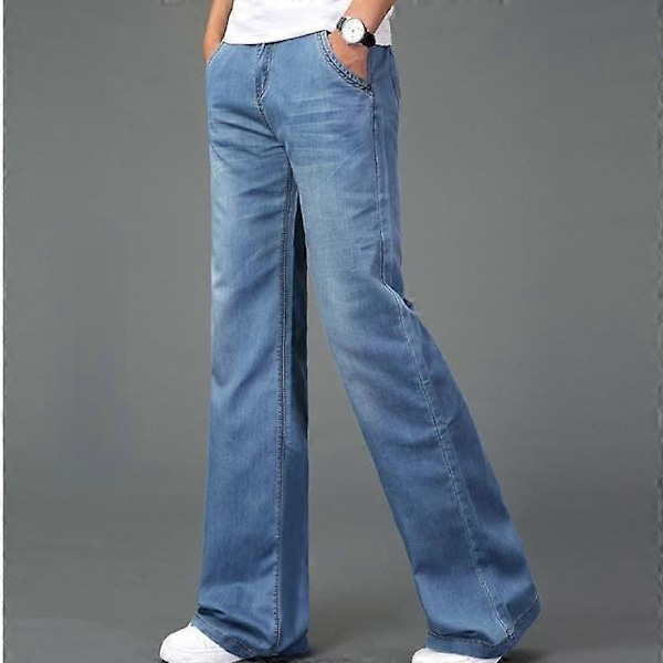 Nye tynde sommerjeans med svaj i benene til mænd, højtaljede lange flare jeans til mænd Jeans Hommes Bell Bottom Jeans til mænd blue 31
