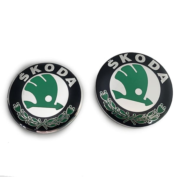 Bilemblem 2 stk til Skoda modeller 90mm 80mm emblem hætte og bagagerum B