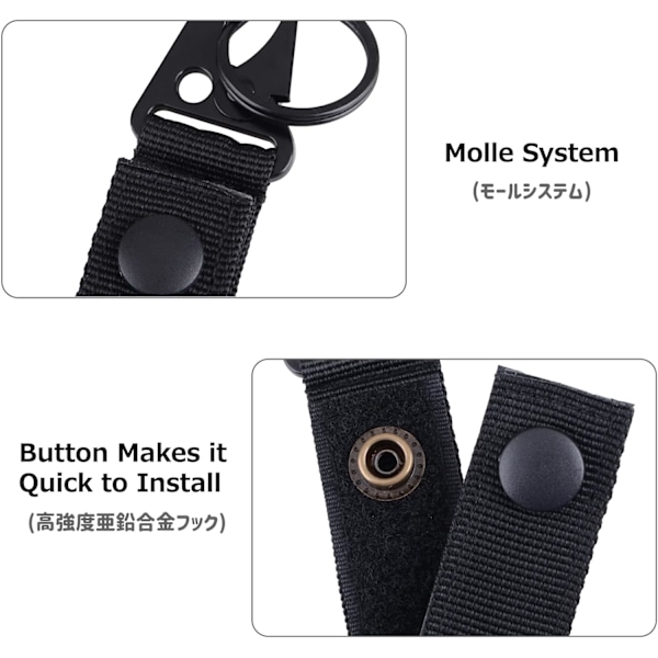 Taktisk hengebelte webbing karabinkrok spenne stropp nylon snapkrok klips, nøkkelring nøkkelholder ring taktisk ryggsekk klips