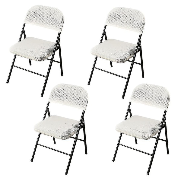 4 st Hopfällbar stol Delad cover för festbröllopshem -(endast cover) white
