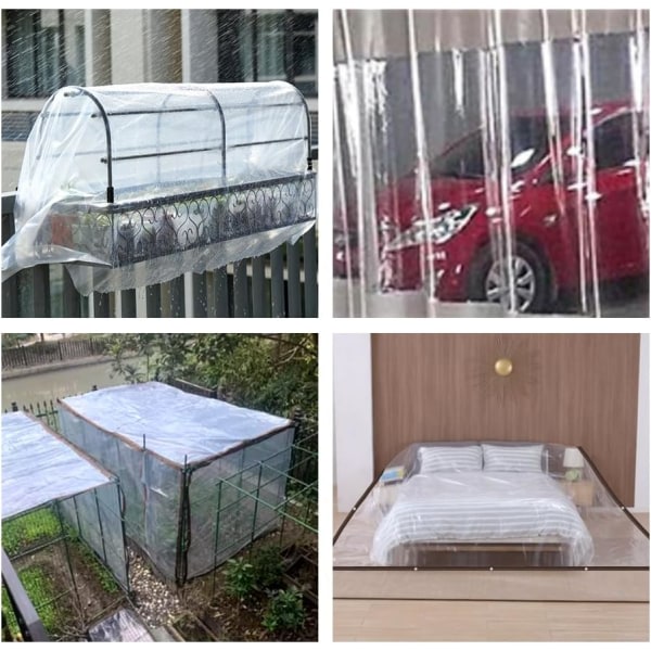 Gennemsigtig presenning regnslag til altanafdækning vejrbestandig foldepresenning velegnet til brug i haven udendørs i drivhuset (3m x 4m)