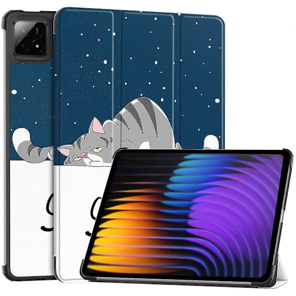 Til Xiaomi Pad 7 Pro/Pad 7 Etui Mønsterprint Læder Stand Tablet Cover - Kat Multicolor Cat