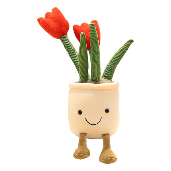 Plysj utstoppede leker Vrious potteplanter Sukkulenter For Barn Gave Blomst Tulipan Kaktus Bokhylle Pute dekorasjon Red Tulips