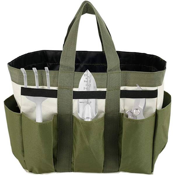 Trädgårdsredskapshållare Väska Heavy Duty 600D Oxford Med 8 Fack Trädgård Tote Bag Organisatörer Fleranvändningsbar Trädgårdsredskap