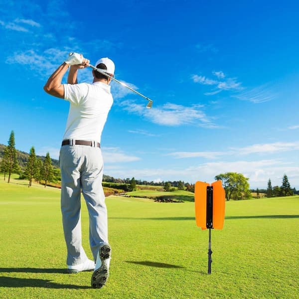 Golf Swing Fan, Golf Swing Trainer Aid with Non-Slip Grip, Golf Propeller Fan Trainer Swing Wind Power Training Tool orange