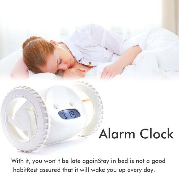 Clocky väckarklocka på hjul Extra för tung sovare Robot Clockie Rullande Flyttbar Hoppande för vuxen barn sovrum
