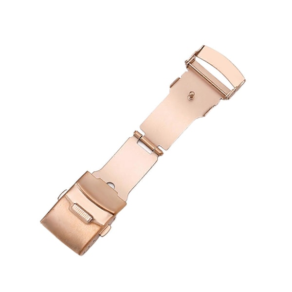 Klockspänne Universal Dubbeltryck Rostfritt Stål Klocka Säkerhetsviklås för Urmakare Rose Golden 16mm